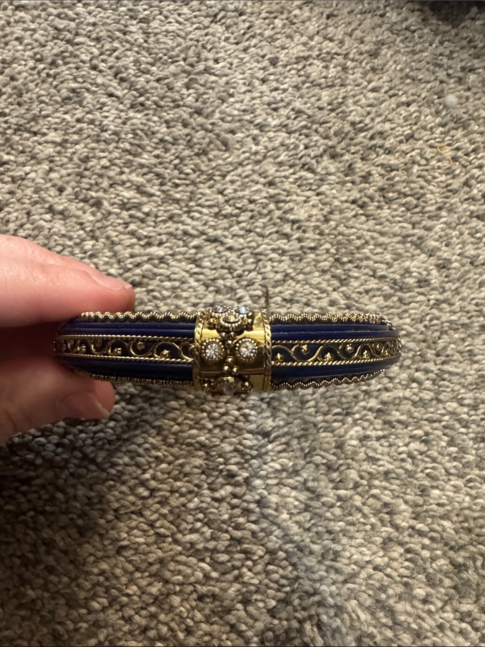 Bangle Gold tone and Navy Crystal Accent Bangle Bracelet for large wrist